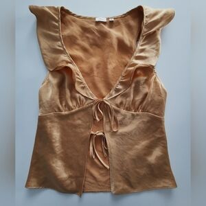 Aritzia Wilfred Ruffle Front Tie Sleeveless Top